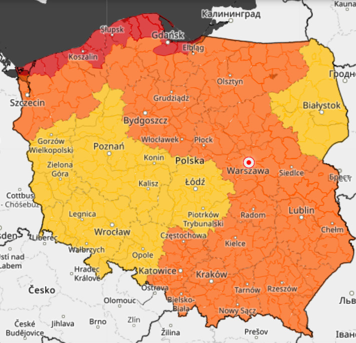 IMGW nie wyklucza wydania najwyższych stopni ostrzeżeń przed silnym wiatrem.