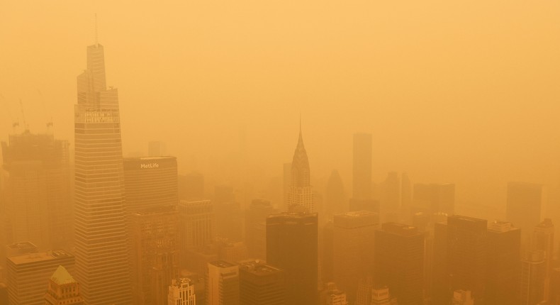 Poor air quality in New York City, caused by wildfires in Canada.Gary Hershorn/Getty Images