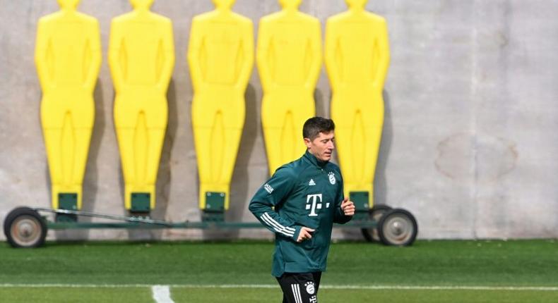 Robert Lewandowski is set to return for Bayern Munich on Saturday after a knee injury Creator: Christof STACHE