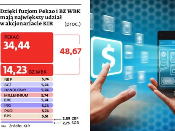 Dzięki fuzjom Pekao i BZ WBK mają największy udział w akconariacie KIR