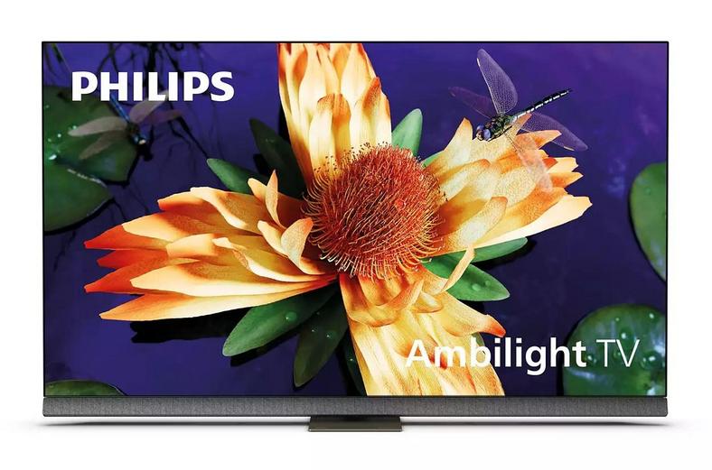 Philips 65OLED907 – 65-calowy telewizor ze zintegrowanym soundbarem i widowiskowym podświetleniem Ambilight.