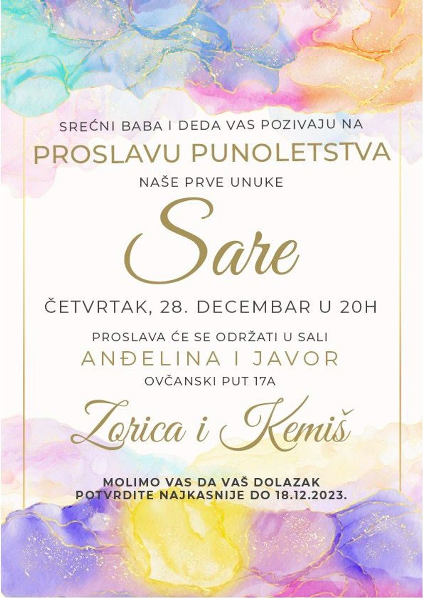 Zorica i Kemiš slave unuki 18. rođendan