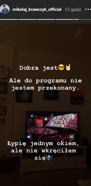 Mikołaj Krawczyk na Instagramie