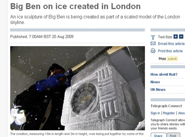 Zobacz Big Bena z lodu