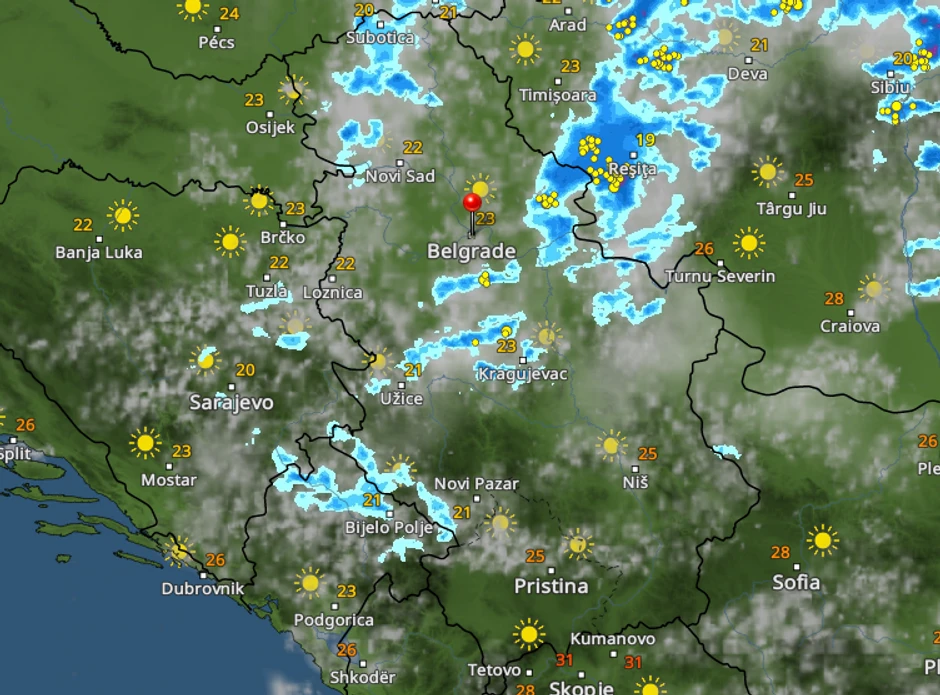 Kretanje nevremena u 18 sati