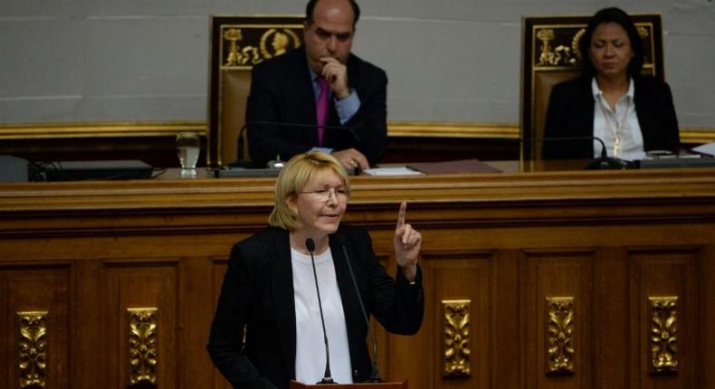 Attorney General Luisa Ortega, the most high-profile official to break ranks with Venezuelan President Nicolas Maduro, speaks at during a session of the National Assembly in Caracas, on July 3, 2017