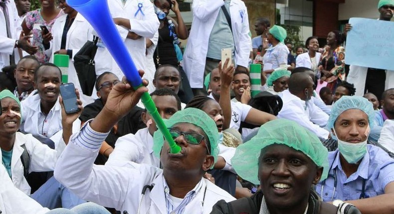 Kenyan doctors demonstrating during a past go slow industrial action.