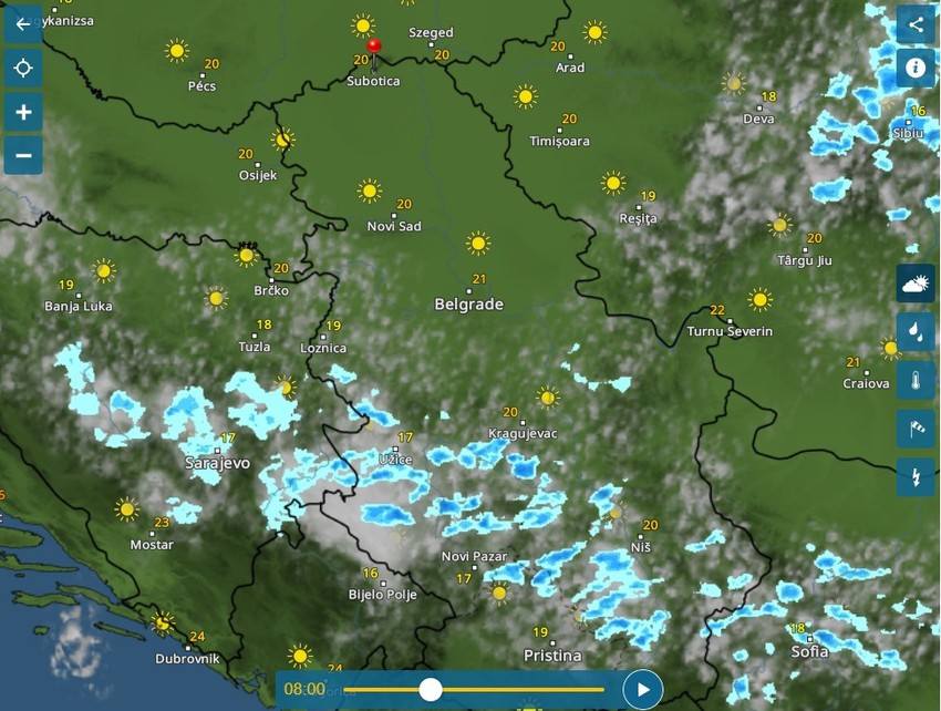 Vremenska radar za nedelju u 8 sati