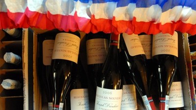 Beaujolais Nouveau butelki flaga Francji