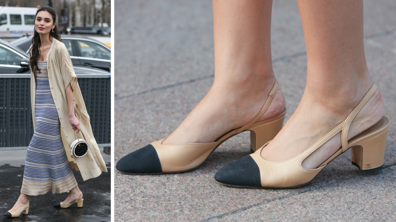 kobieta, buty, czółenka Chanel, moda