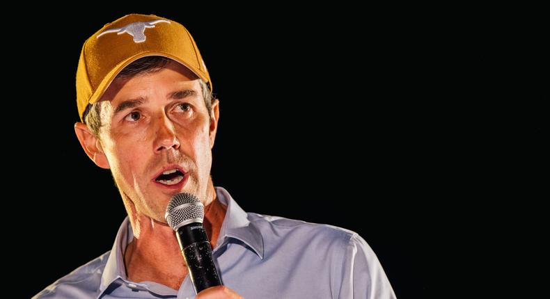 Texas Democratic gubernatorial candidate Beto O'Rourke speaks during a campaign rally at Republic Square on December 04, 2021.