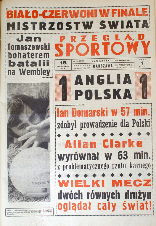 Okładka Przeglądu Sportowego z relacją z meczu Anglia - Polska
