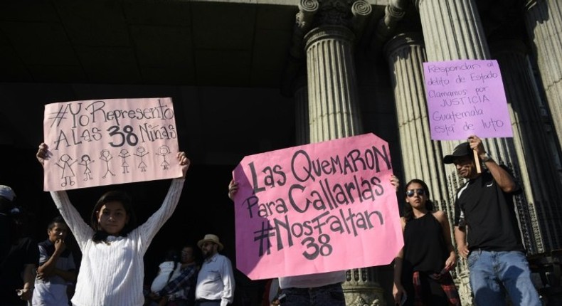 Protesters rallied outside the residence of President Jimmy Morales alleging government negligence at an overcrowded shelter led to a fire that killed 39 girls