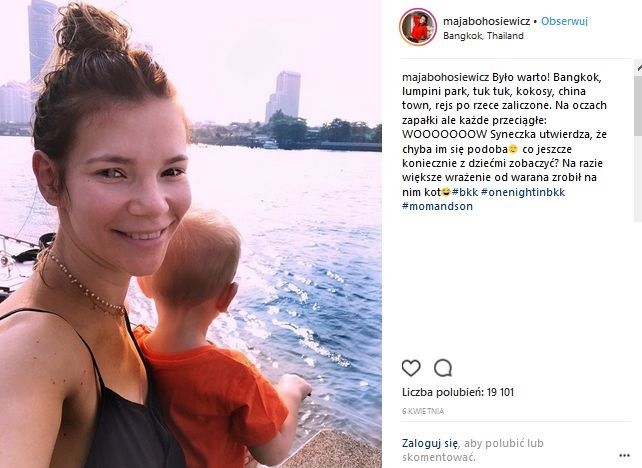 Maja Bohosiewicz z synem w Bankoku