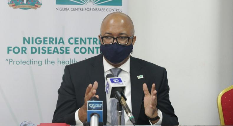 An illustration photo of Director General of NCDC, Dr Chikwe Ihekweazu addressing the press. [Twitter/@NCDCgov]