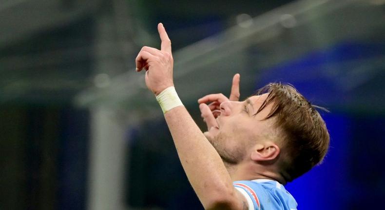 Ciro Immobile, pictured here after scoring at Inter Milan last weekend, has scored 17 Serie A goals for the season after his brace at Salernitana Creator: MIGUEL MEDINA