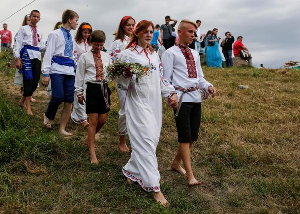 People attend a celebration on the traditional Ivana Kupala holiday in Kiev