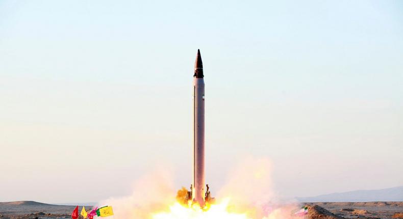This picture released by the official website of the Iranian Defense Ministry on Sunday, Oct. 11, 2015, claims to show the launching of an Emad long-range ballistic surface-to-surface missile in an undisclosed location.Iranian Defense Ministry via AP