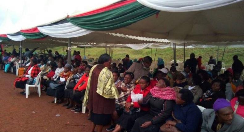 Nyeri residents at the Kabiru-ini grounds in Nyeri County before the Madaraka Day celebrations.