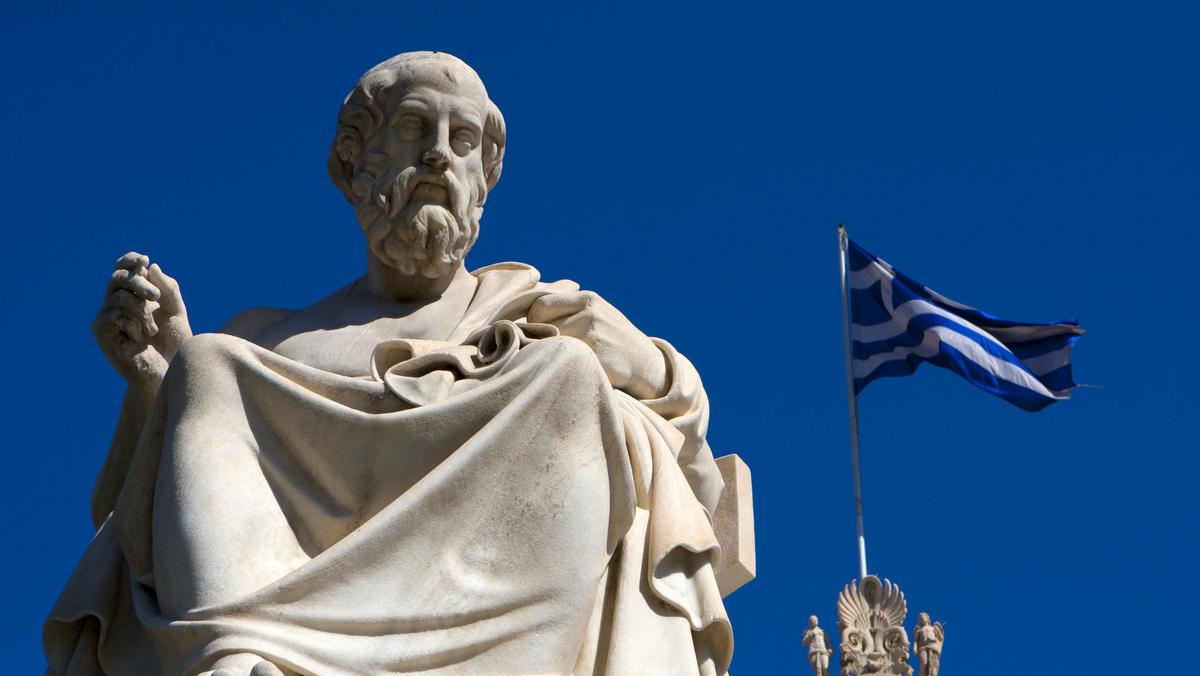 Grecja flaga Platon filozofia starożytność grecka flaga