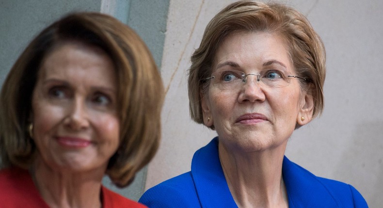 House Speaker Nancy Pelosi and Democratic Sen. Elizabeth Warren of Massachusetts at an event at the Capitol in November 2017.