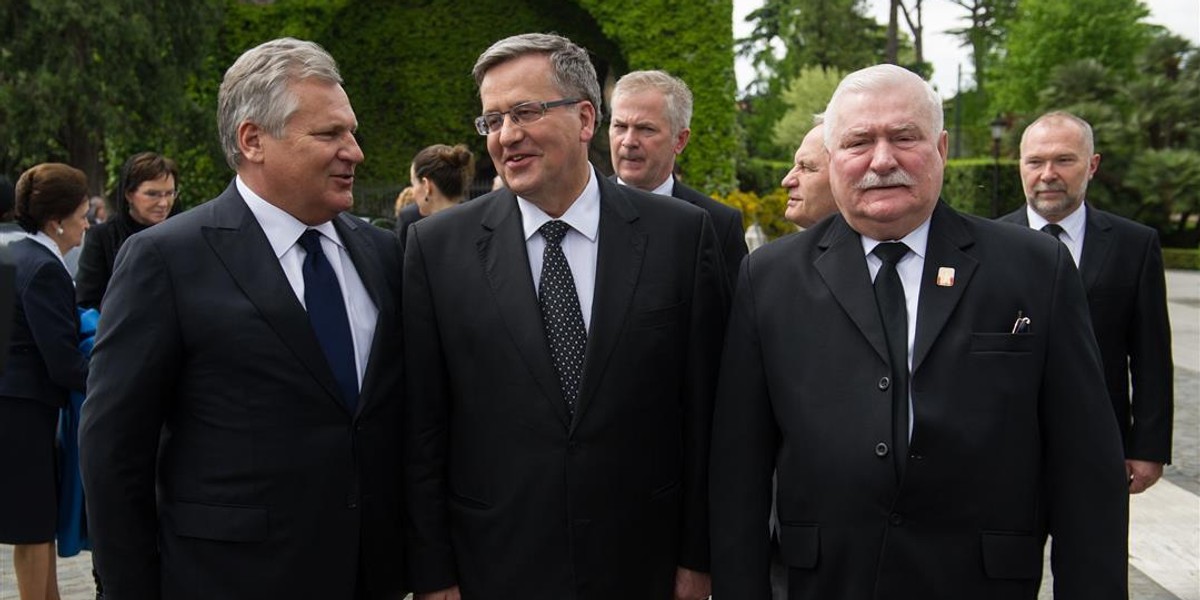 Byli prezydenci: Aleksander Kwaśniewski, Bronisław Komorowski, Lech Wałęsa