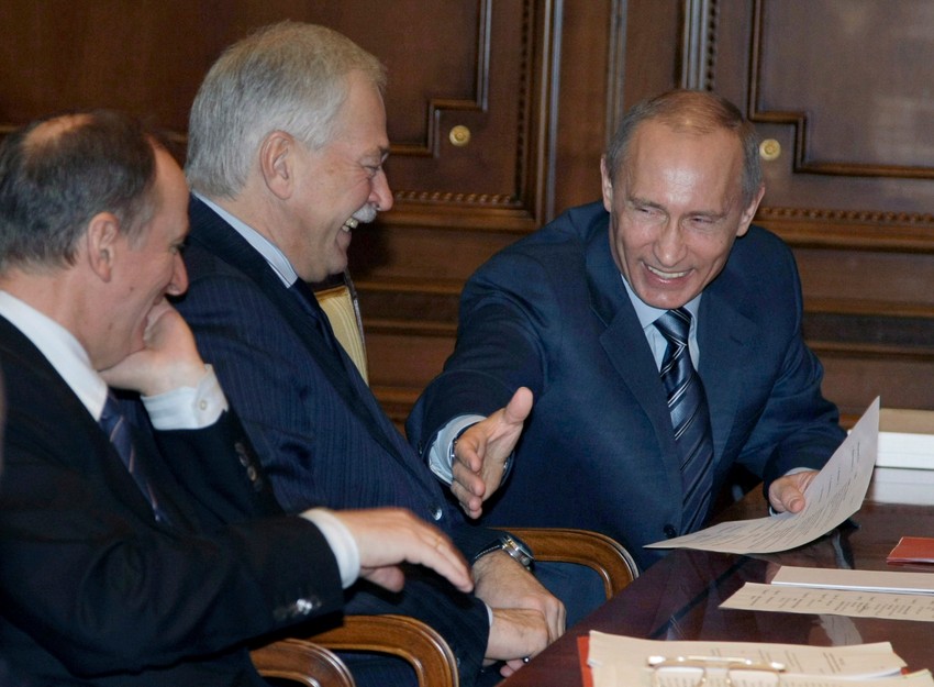 Nikolaj Patrušev, Boris Grizlov i Vladimir Putin u Gorkiju 2008.