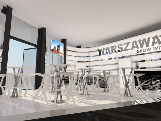 Projekt stoiska Warszawy na targach nieruchomości w Cannes