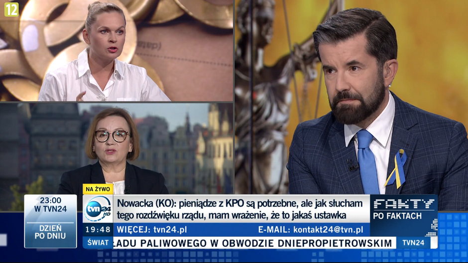Piotr Marciniak pouczył na wizji Annę Zalewską, screen z programu TVN24