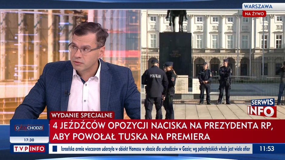 Kuriozalny pasek TVP Info podczas wystąpienia liderów opozycji