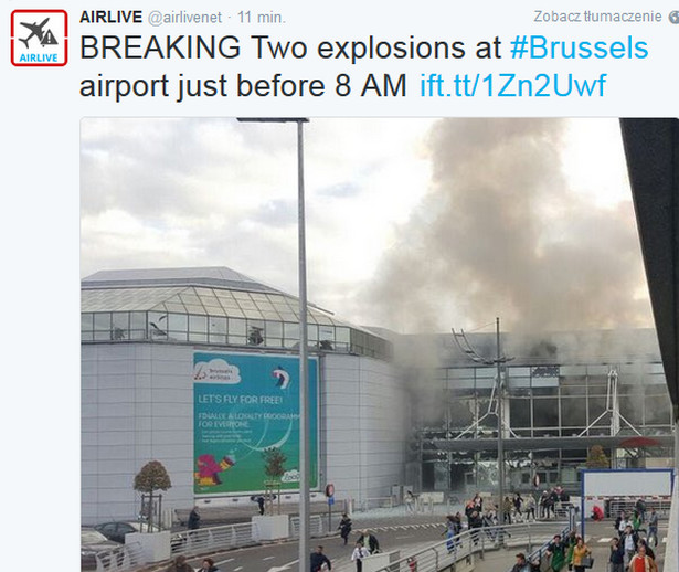 Dwie eksplozje na lotnisku w Brukseli. Są ofiary