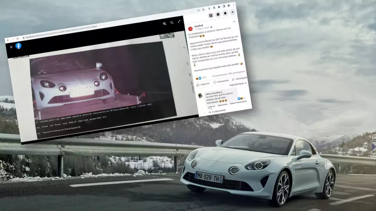 Dziwne zdjęcie z fotoradaru. Alpine A110 jechało za szybko lawetą