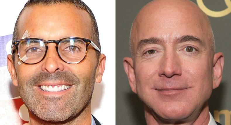 Michael Sanchez, left, and Jeff Bezos.
