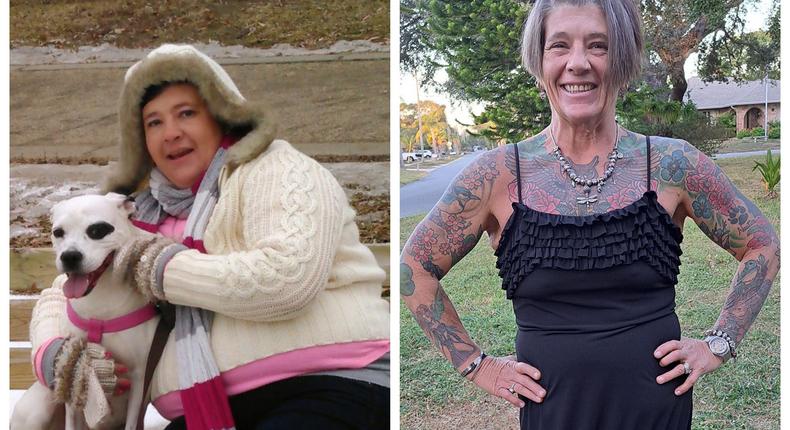 Barbara Card before and after her weight loss.Courtesy of Barbara Card