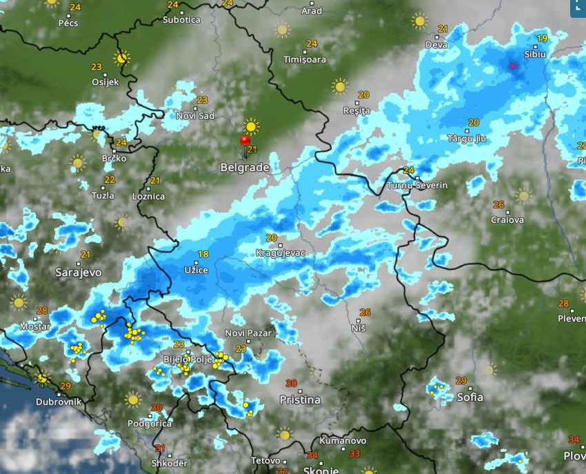 Kretanje nevremena u 13 sati