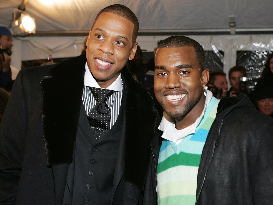 Jay-Z with Roc-A-Fella Records signee Kanye West in 2004.