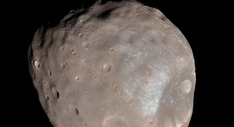 Phobos, a moon of Mars.