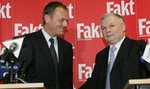 Debata Tusk-Kaczyński w "Fakcie". Lider PO wybuchł śmiechem po słowach prezesa