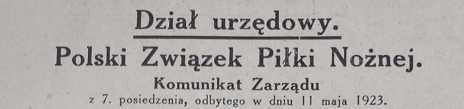 Nagłówek oficjalnych komunikatów PZPN. Były w każdym numerze z 1923 r.