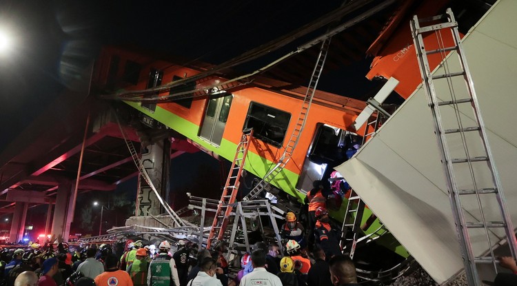 Túlélők után kutatnak a mexikóvárosi metróbaleset után. A tragédia a 12-es vonalon történt az Olivos és Tezonco állomások között