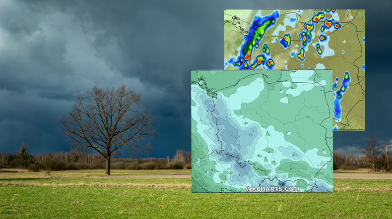 Zapowiada się bardzo dynamiczny weekend w pogodzie (screeny: wxcharts.com)