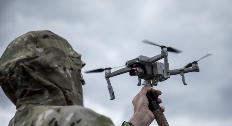 A Ukrainian serviceman attaches a 3D version of an explosive as he trains to drop explosives devices from a drone in in Lviv Oblast, Ukraine.Narciso Contreras/Anadolu Agency via Getty Images