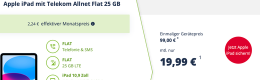 Effektiv für 2 Euro im Monat: Apple iPad 10. Gen & Telekom-Tarif mit 25 GB