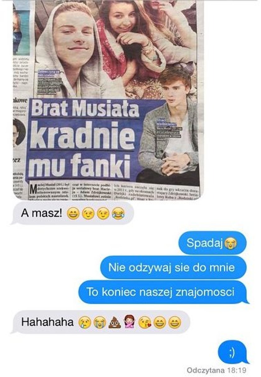 Musiał na swoim instagramie