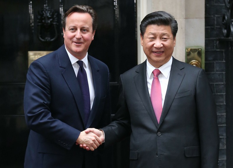 Xi Jinping z ówczesnym premierem Wielkiej Brytanii, Davidem Cameronem, Downing Street, Londyn, Wielka Brytania,21 października 2015 r.