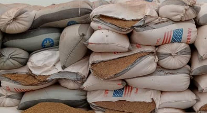 Bags of rice left to waste in Builsa
