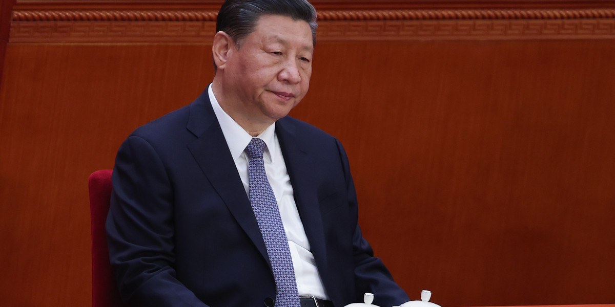Przywódca Chin, Xi Jinping, podczas czwartej sesji plenarnej Narodowego Kongresu Ludowego w Pekinie w marcu 2023 r.