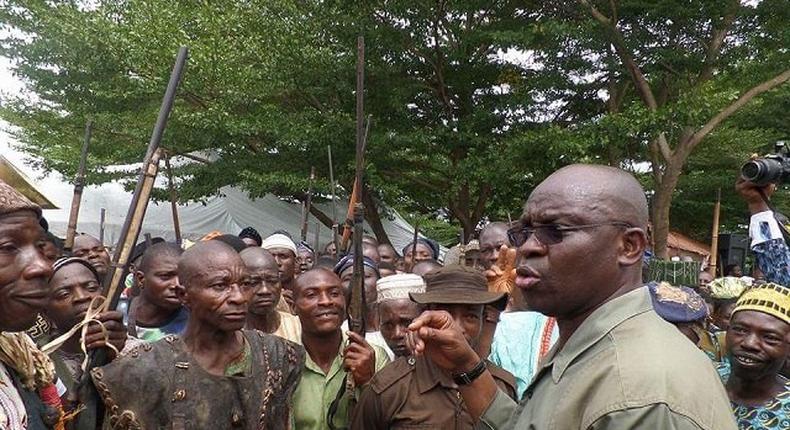 Ayo Fayose inaugurating the Ekiti Grazing Taskforce