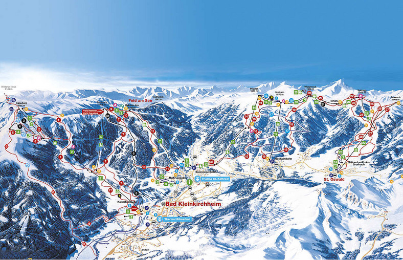 Mapa stoków i ośrodków narciarskich w Bad Kleinkirchheim