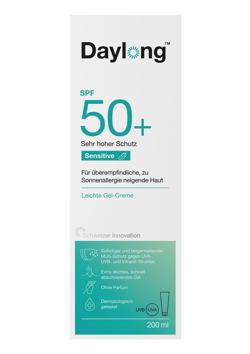 Pour les peaux très sensibles, sujettes aux allergies solaires, avec un indice de protection très élevé, de la gamme «Sensitive» de Daylong, 34 francs, puravita.ch